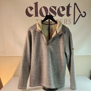 Orvis Men's Zip-Up Sweater in Gray and Cream